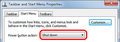 Start Button Properties, Customize